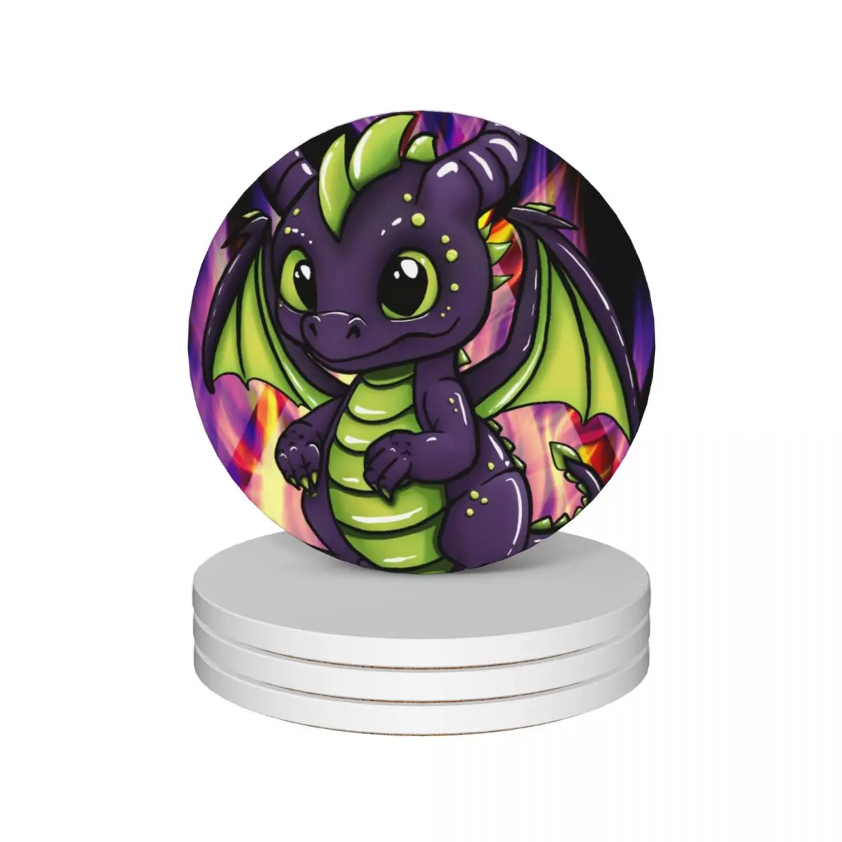 

Fire: Dragon Ceramic Coasters (Set of 4) kawaii drinks table decoration and accessories Coasters