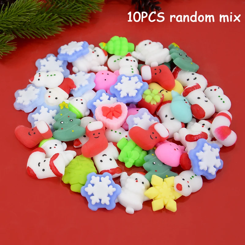 

10Pcs Christmas Pinch Music Toys Xmas Stocking Snowman Squeeze Toys Christmas Children Decompression Toy Gift Navidad Home Decor
