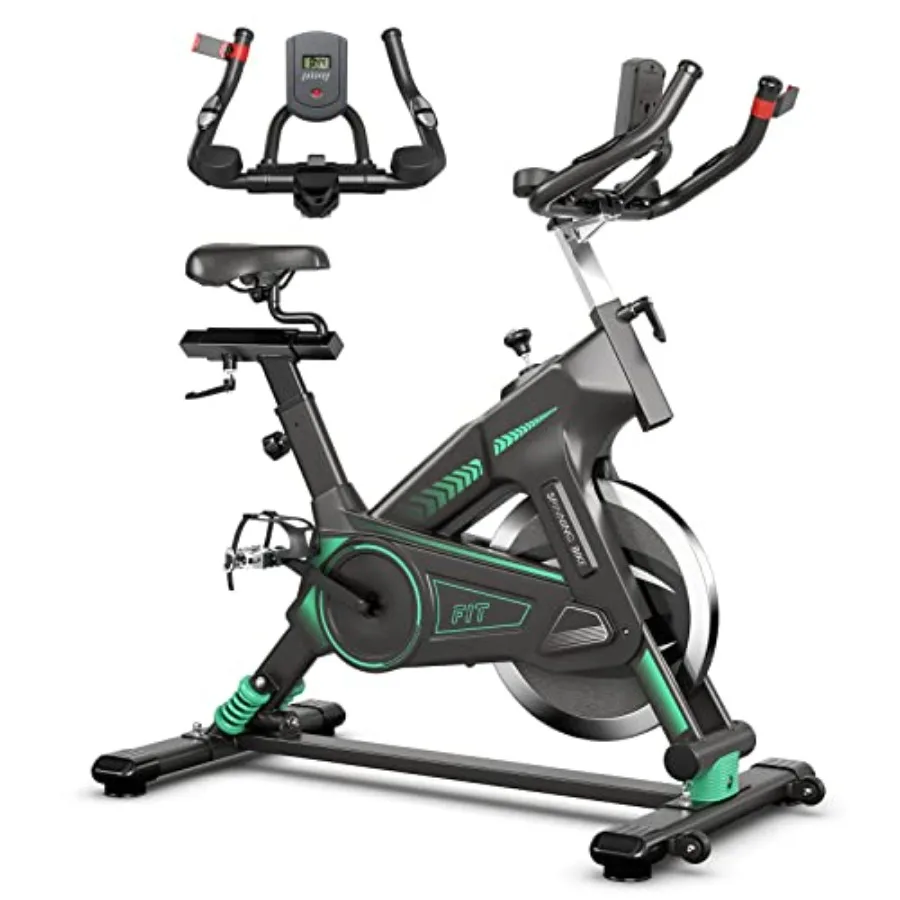 

Indoor Cycling Bike, Stationary Exercise Bike Workout Bike with Device Holders, LCD Monitor, Adjustable Resistance & Seat & Hand