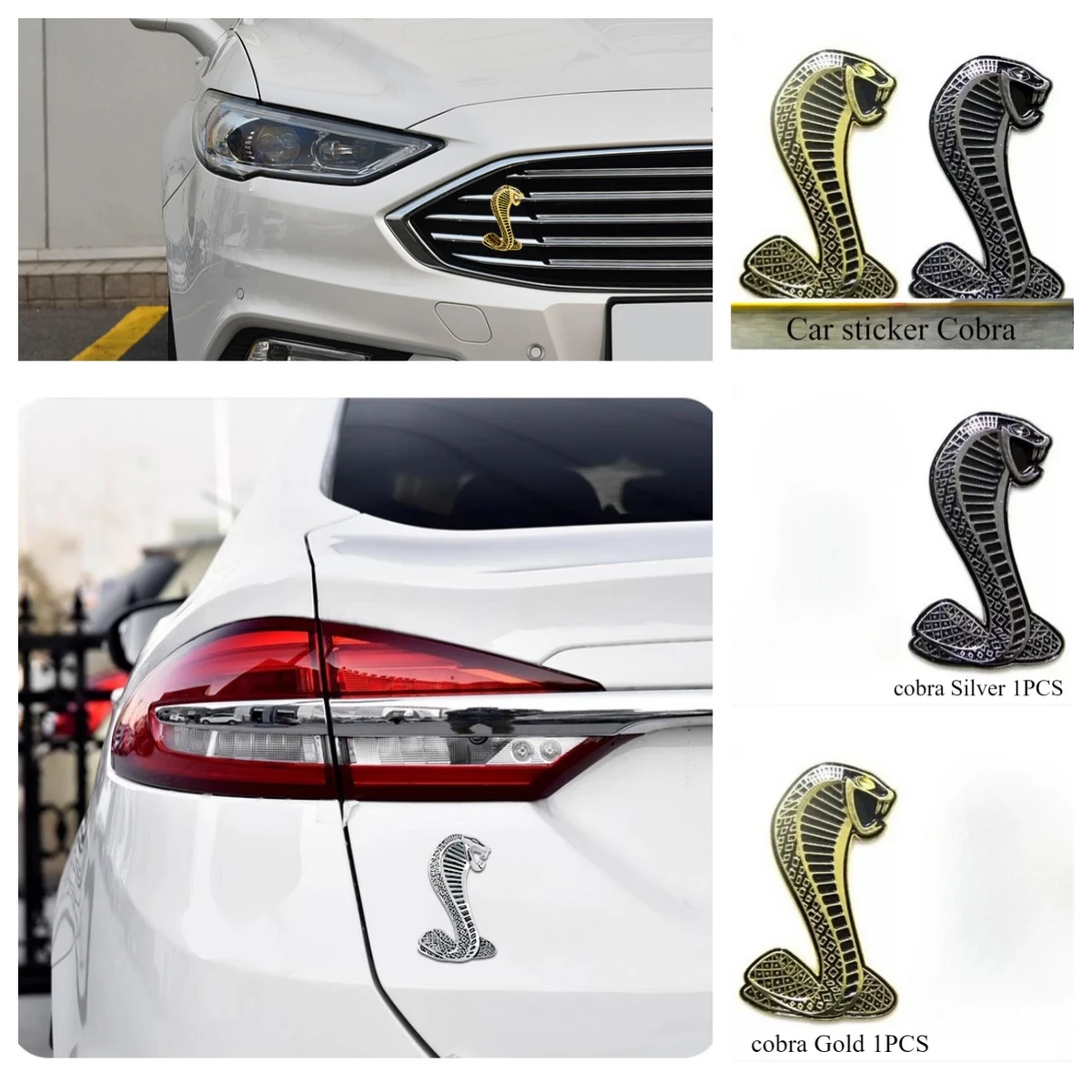 3D-Autoaufkleber Cobra Autoaufkleber Metallmodifikationsaufkleber Personalisiertes Karosserie- und Frontdekoratives Aussehen