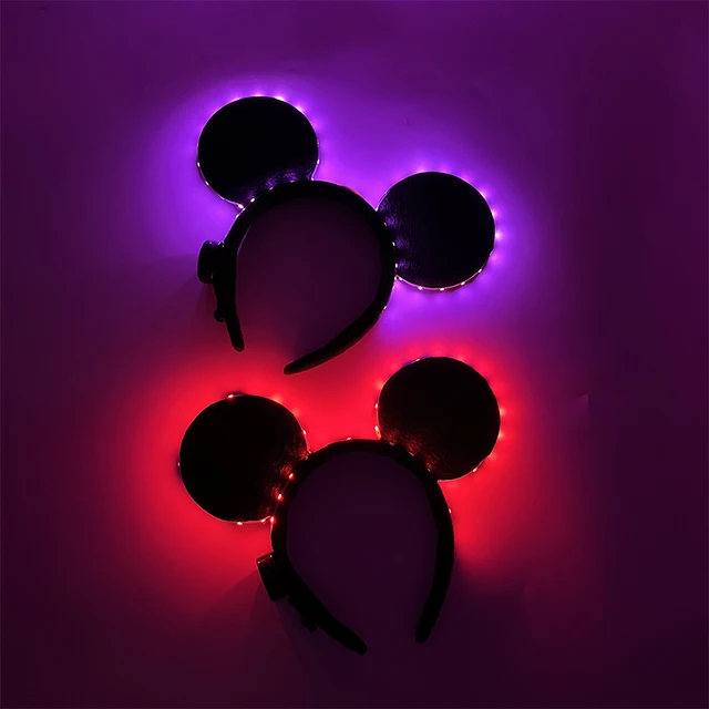 Urocza świecąca opaska na uszy myszy Luminous Light Up opaska do włosów dla dziewczynek nakrycia głowy Neon Cosplay opaska do włosów akcesoria do włosów