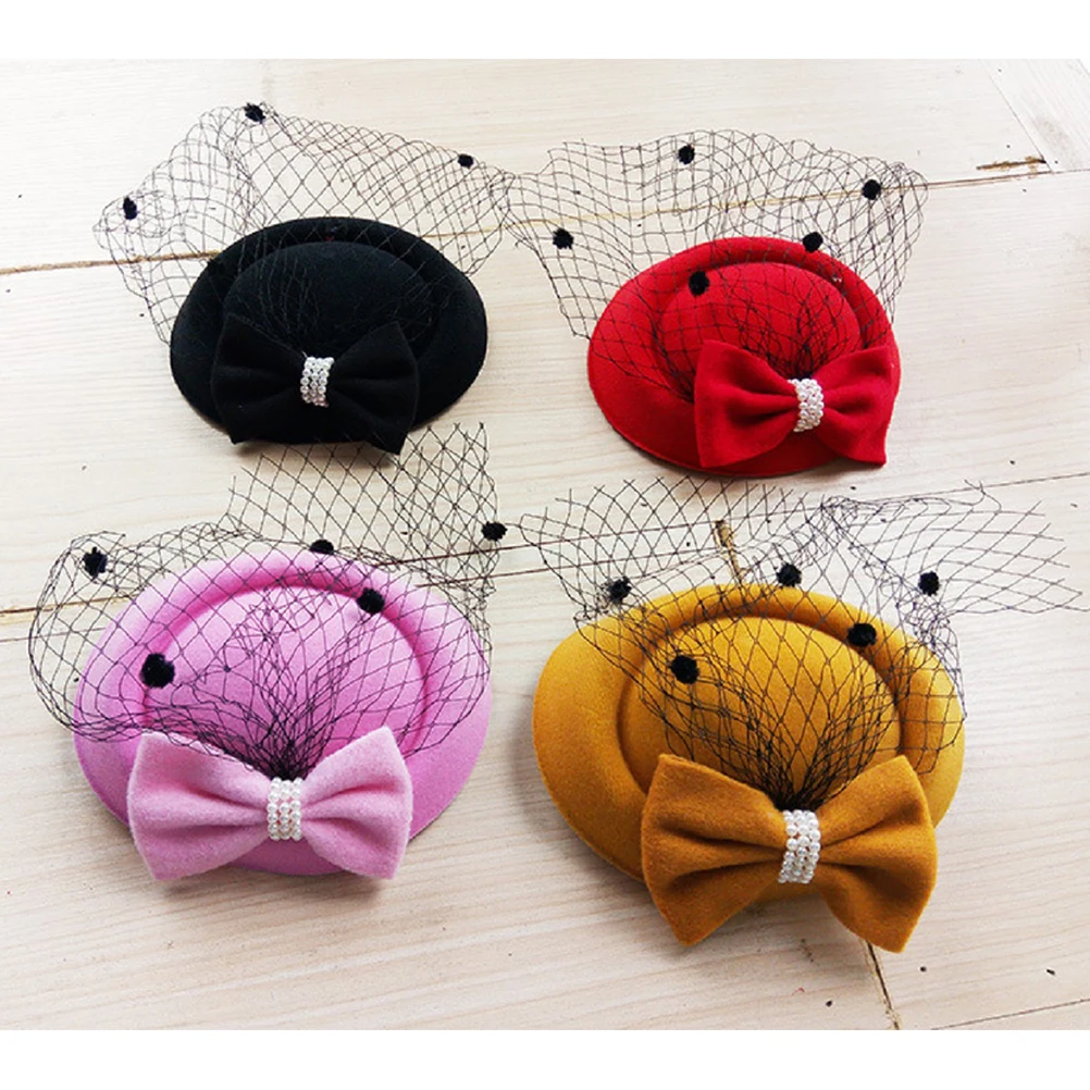 

Elegant Bridal Hat Hair Clip Women Lace Bowknot Headwear Banquet Party Accessories Prom Wedding Tea Casual Wear Firm Clip