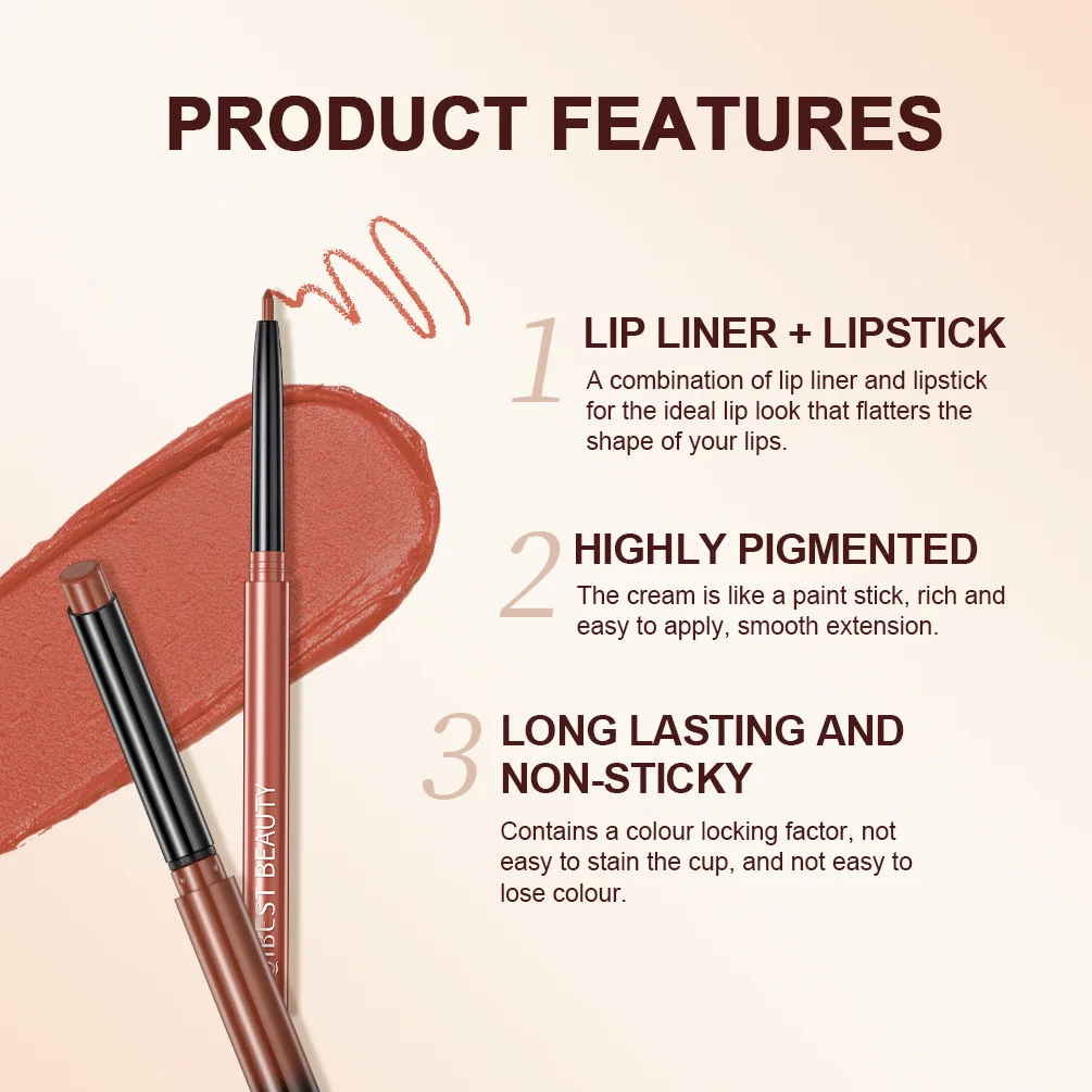 New Matte Nude Lipstick Pen Long Lasting Lipliner Lip Pencil Waterproof Lip Liner Contour Sexy Red Lip Makeup Set For Women 2023