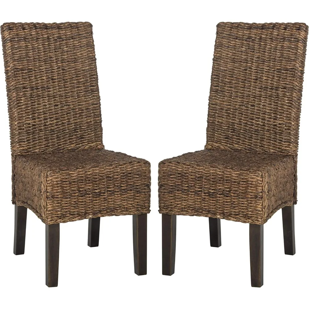 Safavieh Home Collection Avita Brown Wicker Dining Chair (Set of 2), 18