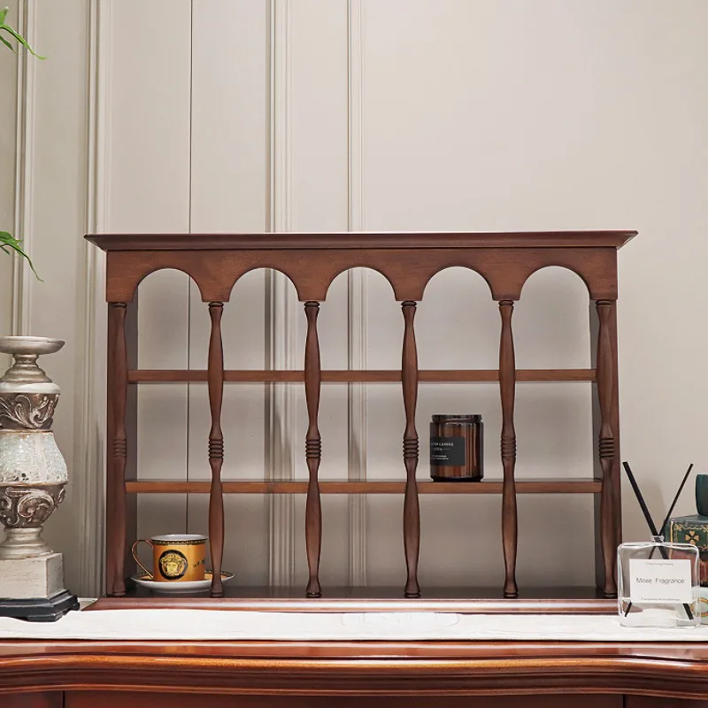 Vintage Solid Wood Display Shelf French Country Storage Rack for Cups Wall Mounted Perfume Organizer Curio Cabinet for Decor - view 5