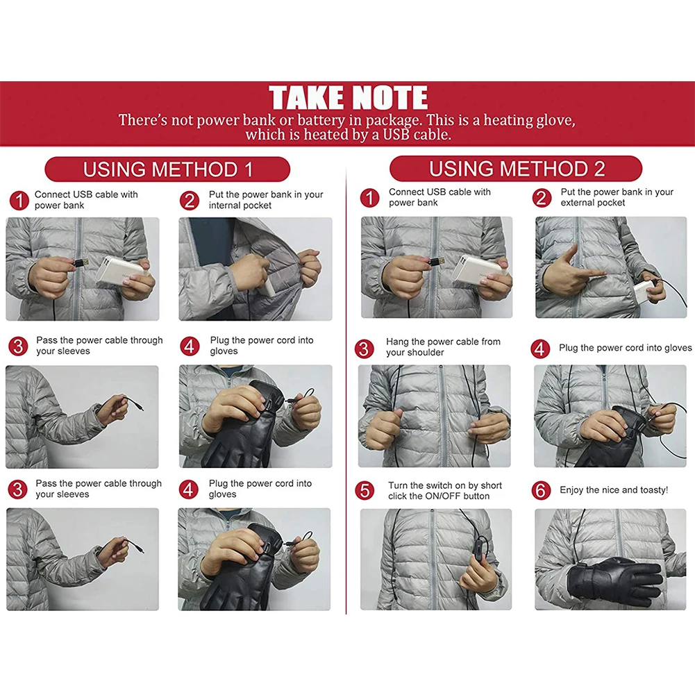 

Outdoor Cycling Thermal Bike Gloves Waterproof USB Electric Heating Gloves Touchscreen Hand Warmer for Hiking Skiing Fishing