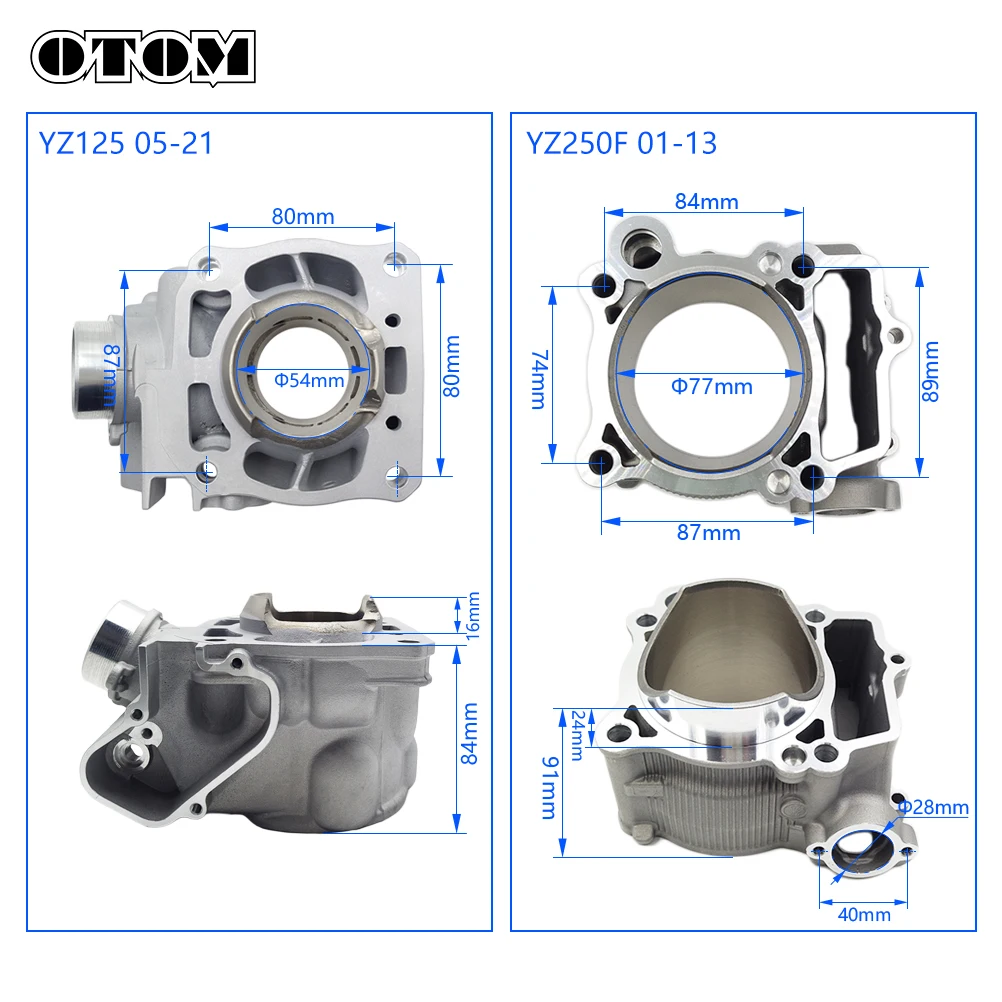 OTOM Motorcycle Engine Part Air Cylinder Block For YAMAHA YZ125 05-21 YZ125X 20-22 YZ250F WR250F 01-13 Standard Bore 77mm 54mm