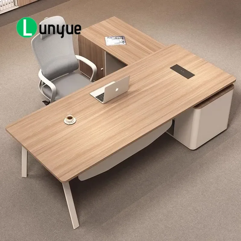 Modern Simple Boss Desk Office Table and Chair Set Large Executive Manager Workstation Furniture for Home Business Use