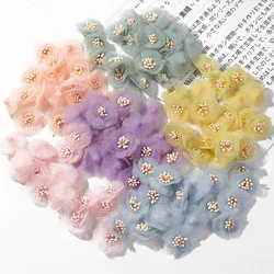 10/20Pcs Chiffon Gauze Artificial Flowers DIY Headwear Wedding Decorations Fake Flowers Clothes Crafts Hairpin Corsage Accessory