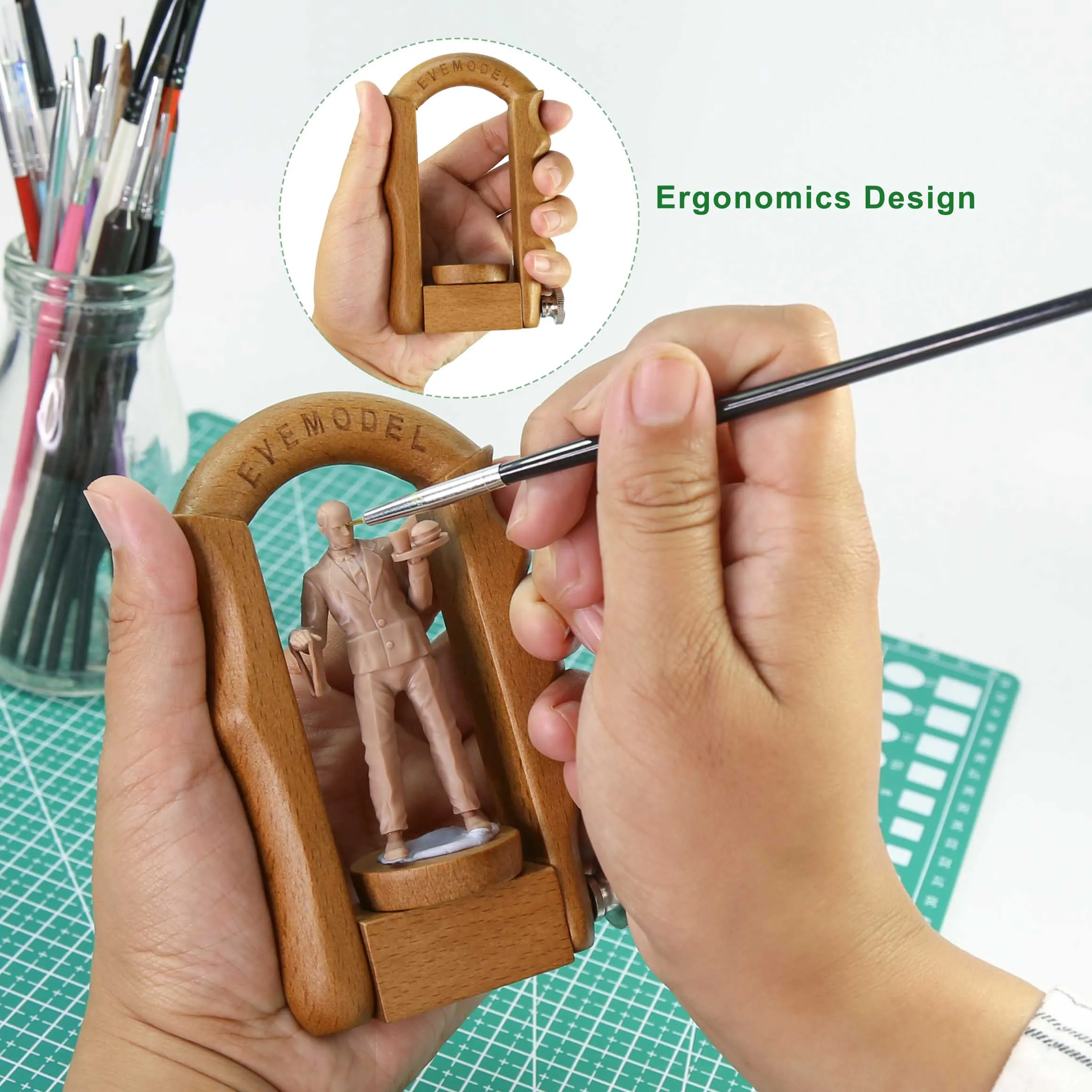 Emododel Handle Pintura Miniatura para Soldados, Modelo de Madeira Suporte De Trabalho, Artesanato, Gundam, Wargames, Rotação De 360 °
