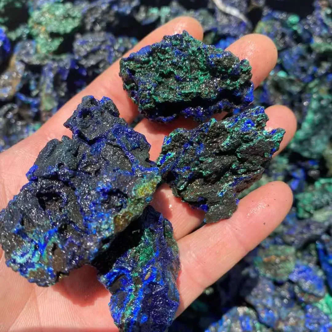 Natural Azurite Malachite Geode Crystal Mineral Specimen Reiki Healing Stone Collectible Decoration Crafts