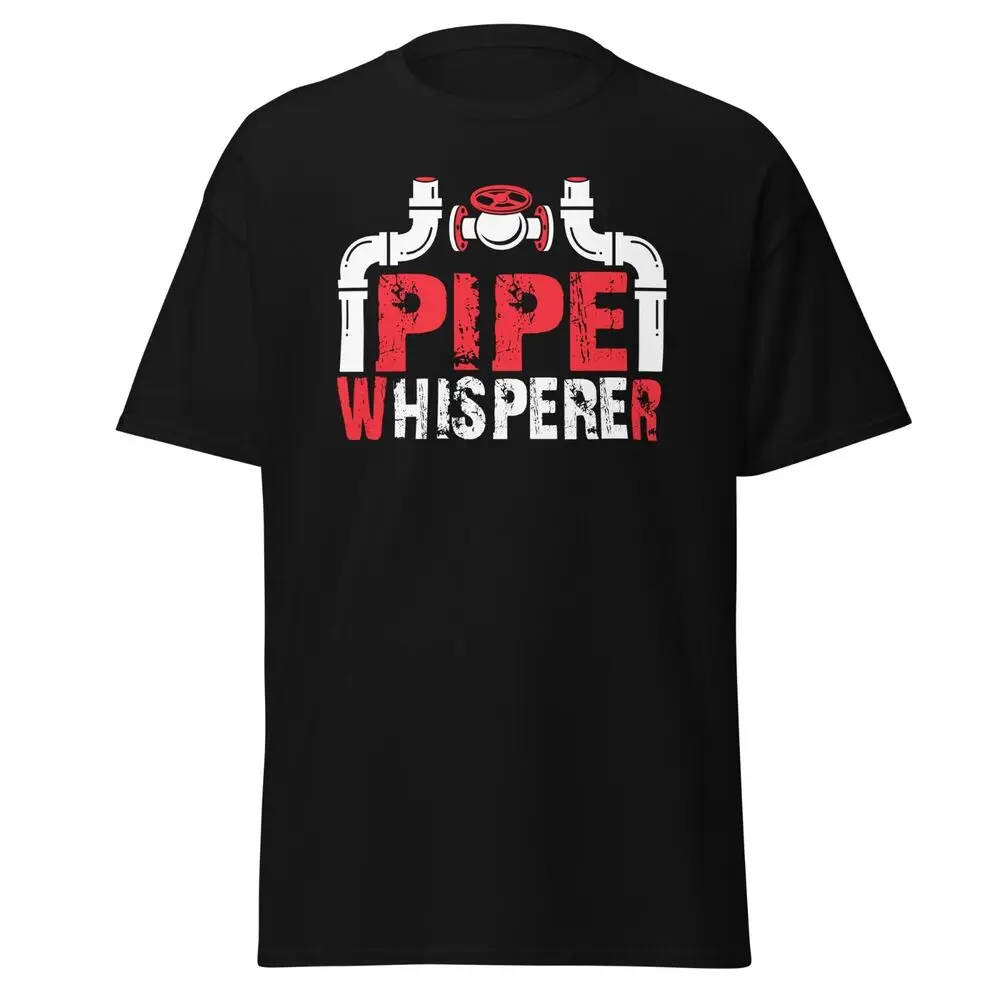 Plumber Funny Cotton T-Shirt Pipe Whisperer Pipefitter Plumber Gift Tee