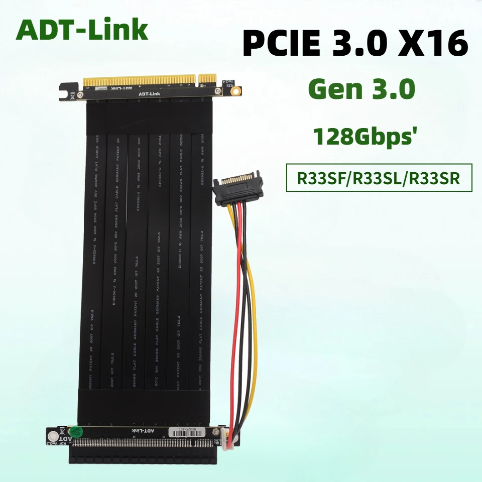 

PCI-E X16 3.0 Riser Extension Cable for Graphics Card PCI Express 16X Extender Ribbon Cable Gen3 GTX R33SL/R33SF/R33SR-PW 5～60cm