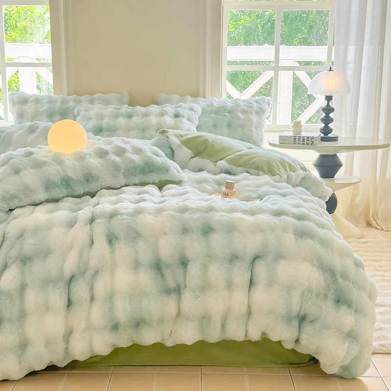 Thick Winter Faux Rabbit Plush Quilt Cover 1Pc Cozy Colorfast Duvet Covers for Naked Sleep Super Soft Fluffy Warm Home Textile