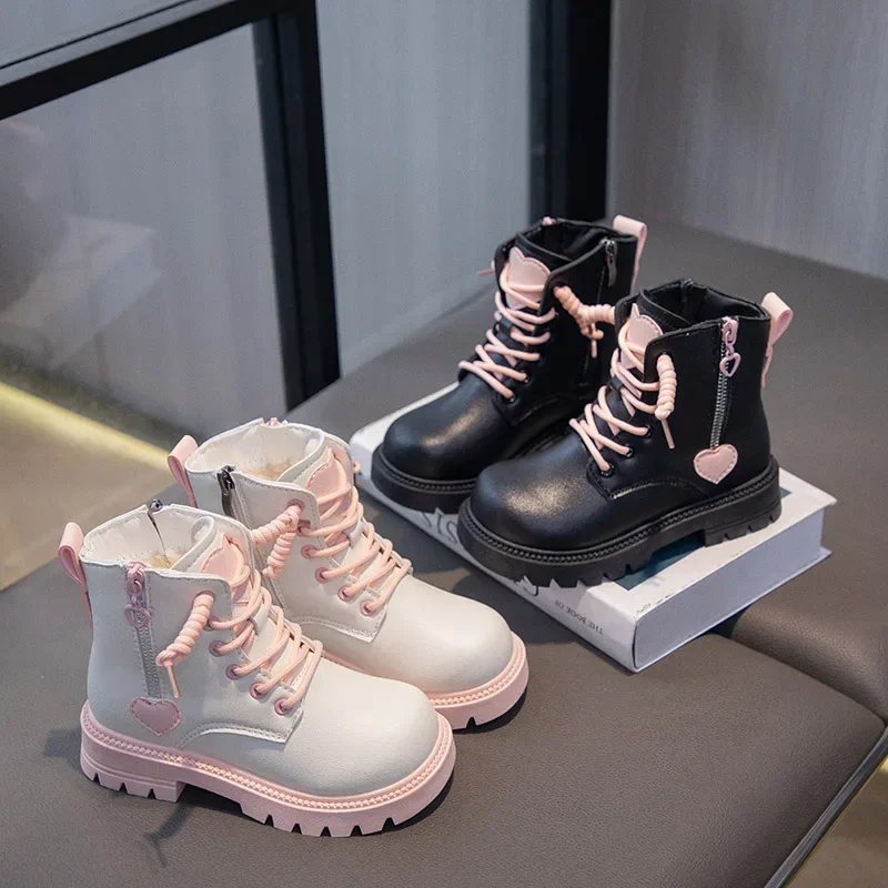 

Girls Warm Ankle Boots Fashion Double Zip Kids Beautiful Princess Boots Non-slip Children Performance Catwalk Boots Winter New