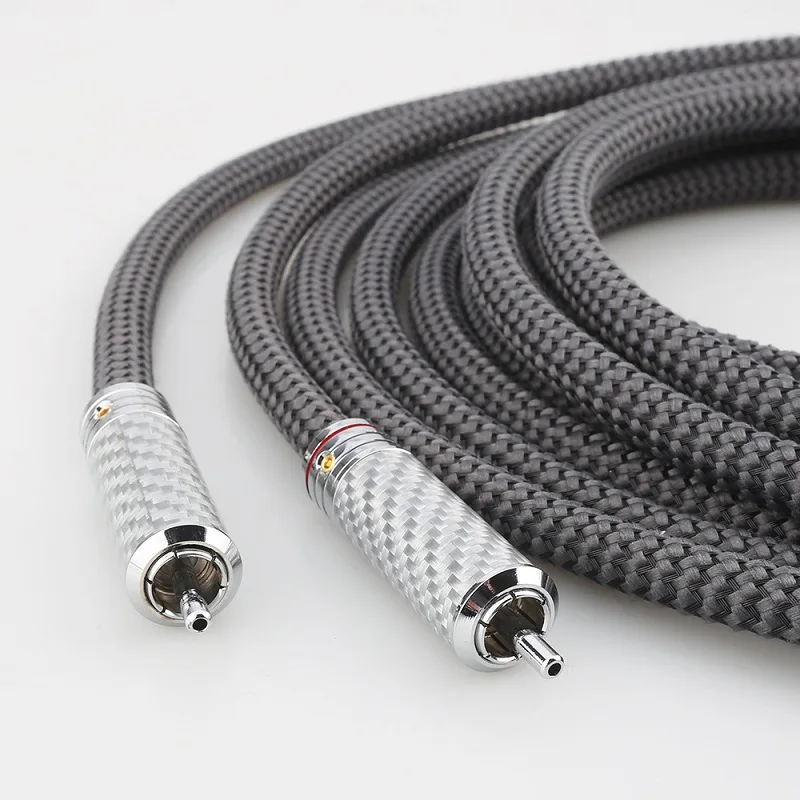 Aouyade Fever OFC Silver Plated Two to Two 2RCA Signal Cable Anti Interference Audio Amplifier CD Gallbladder Audio Cable