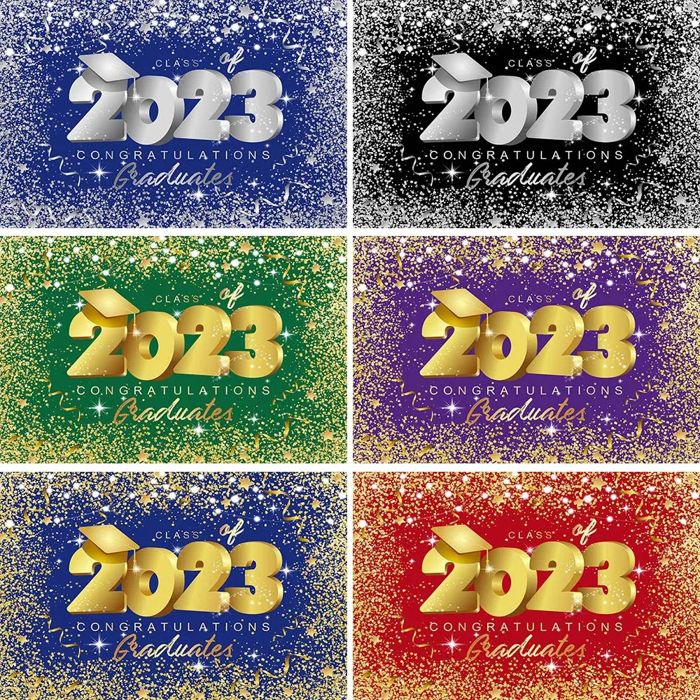 

Mocsicka Class of 2023 Congratulations Graduates Photography Background Gold and Silver Glitter Graduation Backdrop Banner Props