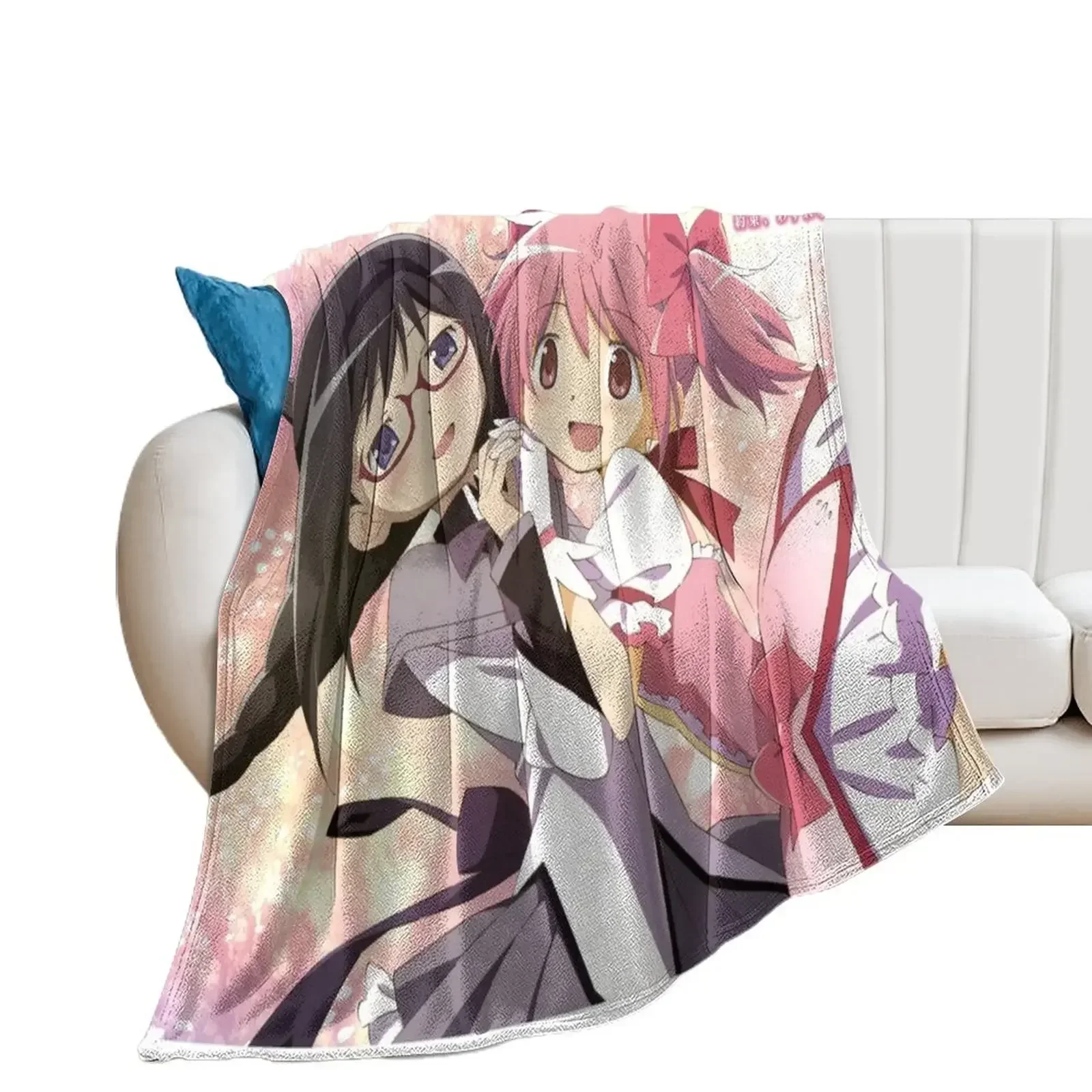 

madoka magica madoka and homura Throw Blanket Moving For Decorative Sofa halloween Blankets