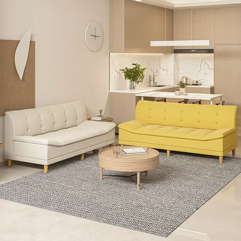 Sofá de tecido, apartamento pequeno, apartamento individual de celebridades da Internet, rosa sem braços, pequeno americano, sofá-cama retrô preguiçoso