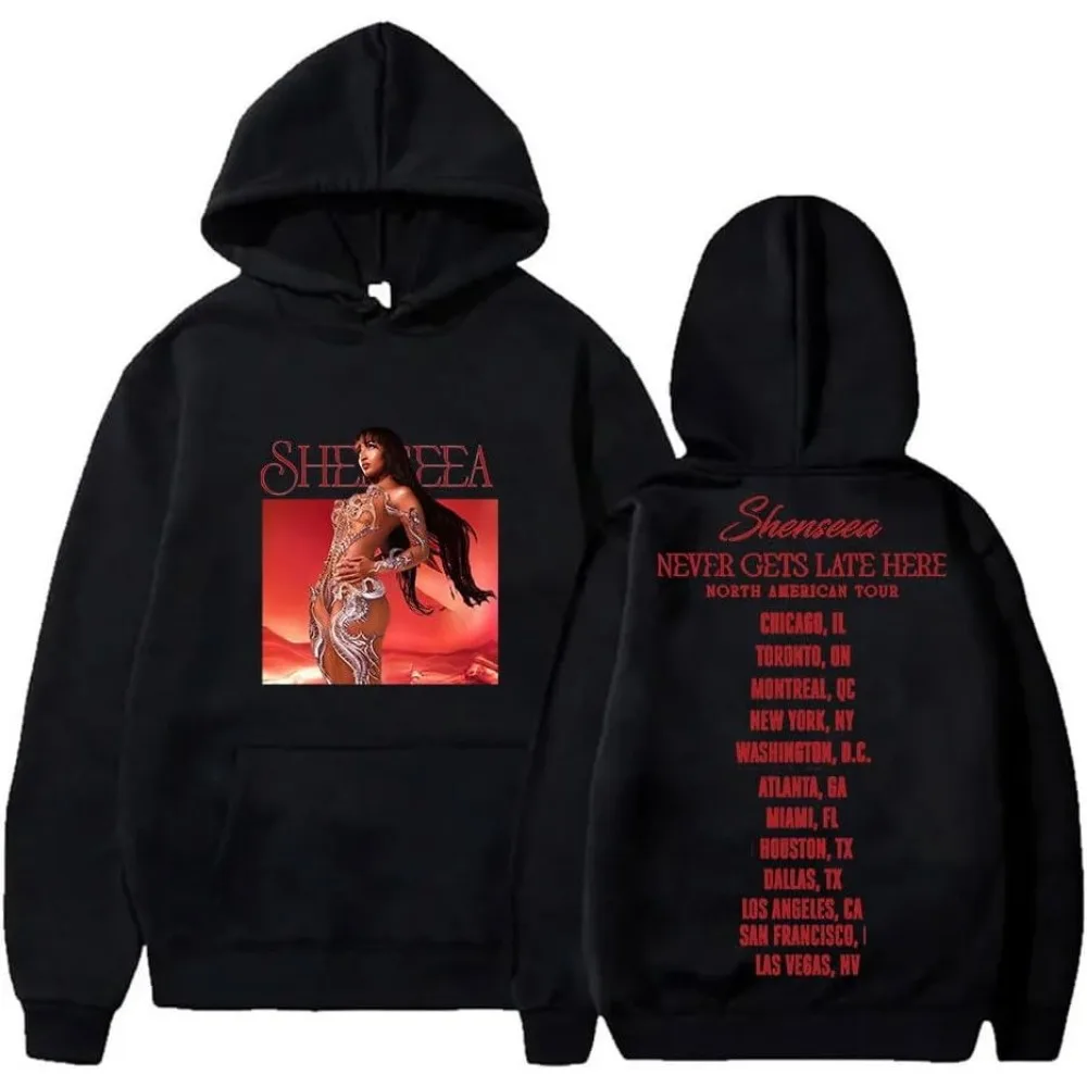 

Shenseea Never Gets Late Here Tour 2024 Merch Hoodies Unisex Hooded Sweatshirt Casual Clothing