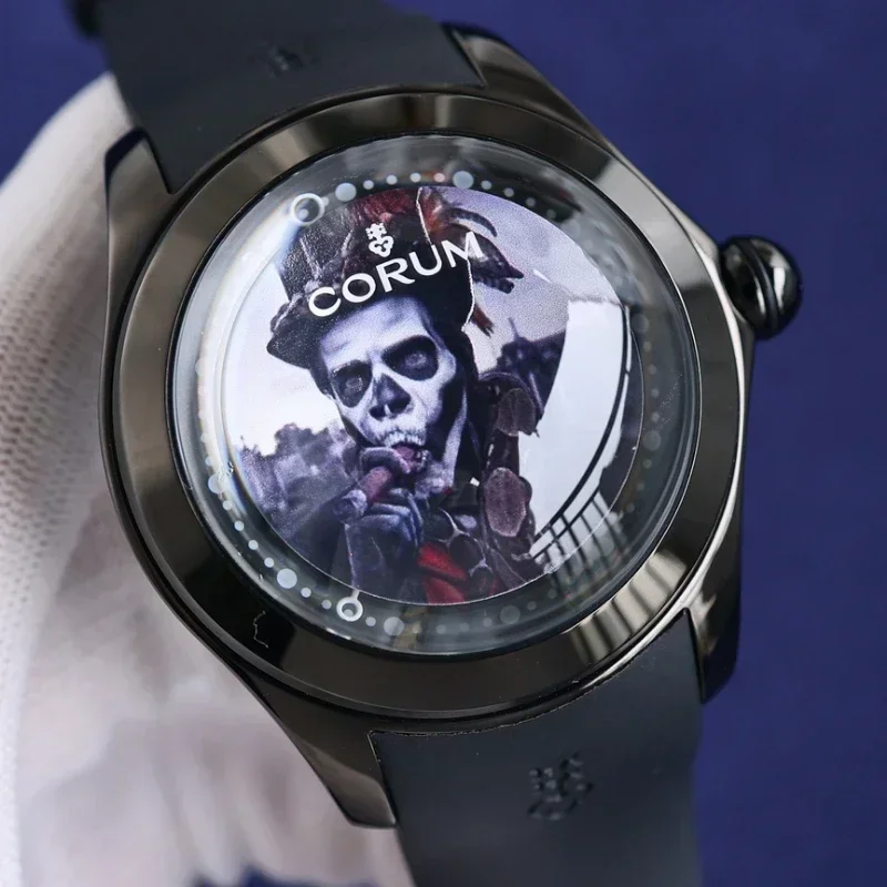 Bubble series 47mm floating tourbillon mechanical watch, fashionable and waterproof, whimsical and dark series clown