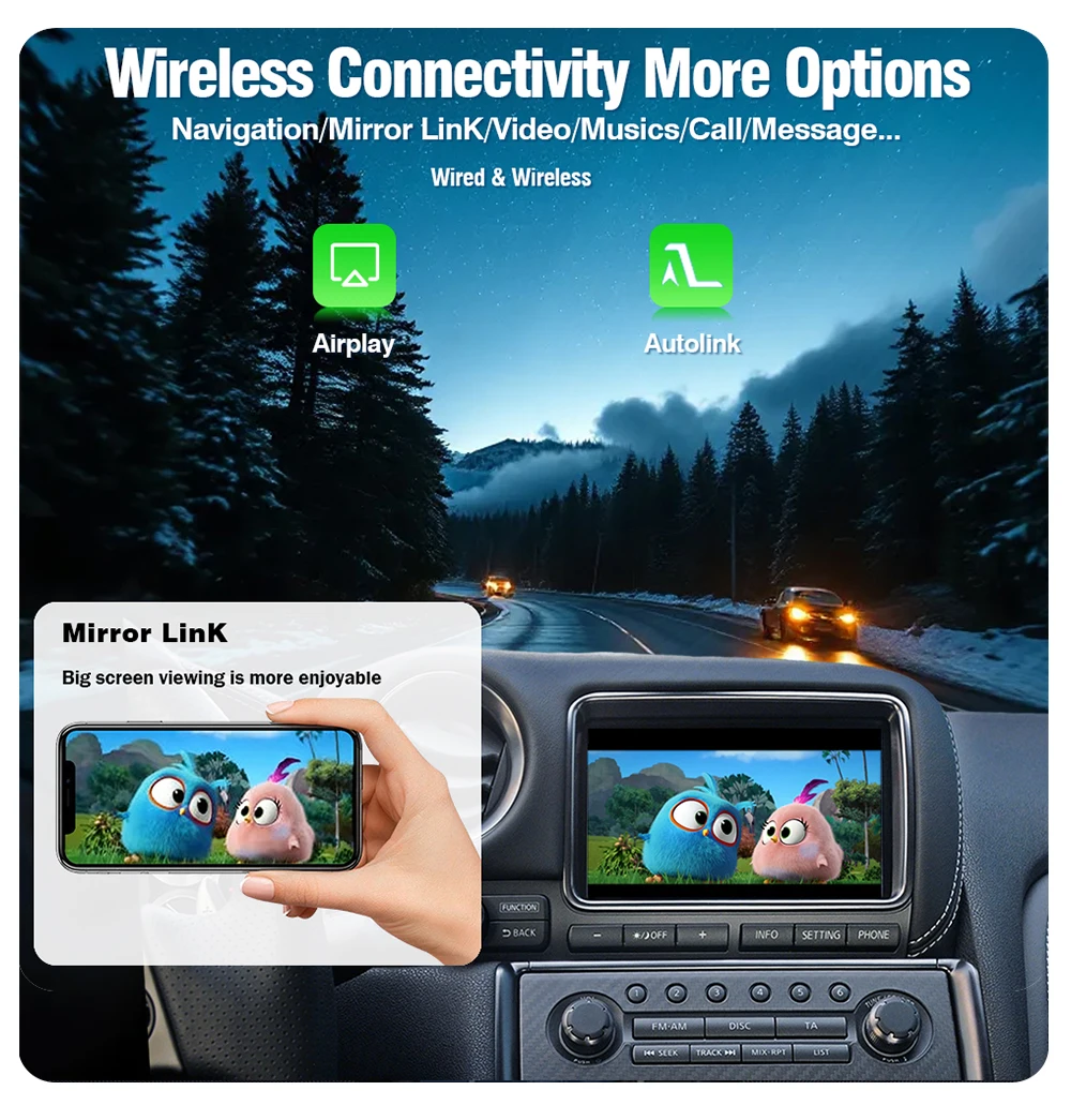 AUTOTOP Kabelloses CarPlay Nachrüst-Kit Decoder für Nissan Pathfinder Patrol GTR 370Z Quest 2013-2019 QX60 QX70 Android Auto GPS – Detail 4