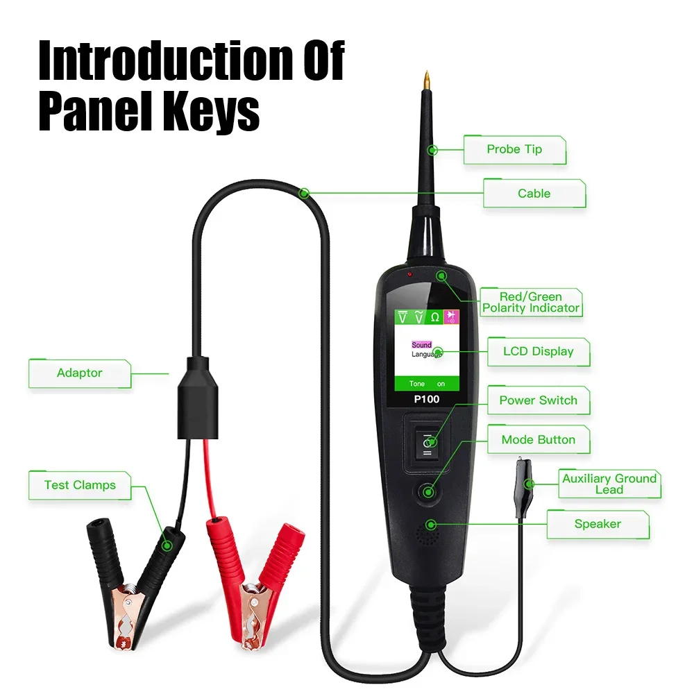 For P100 24V 12V Probe Pen Car Tester Voltage Resistant Test Circuit Ignition Battery Scanner Diagnostic Tools Auto Accessories