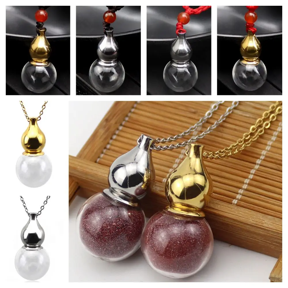 Gold Silver Gourd Glass Vial Necklace Cucurbit Keepsake Wishing Bottle Pendant Essential Oil Diffuser Gift Pet Ash Urn Pendant