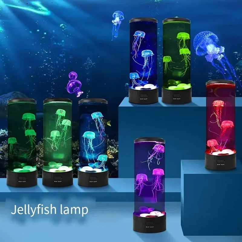 

Jellyfish Lamp LED 7Colors Mood Color-Changing LED Aquarium Ocean Night Light Bedroom Desktop Decor Light Birthday Gift for Kids