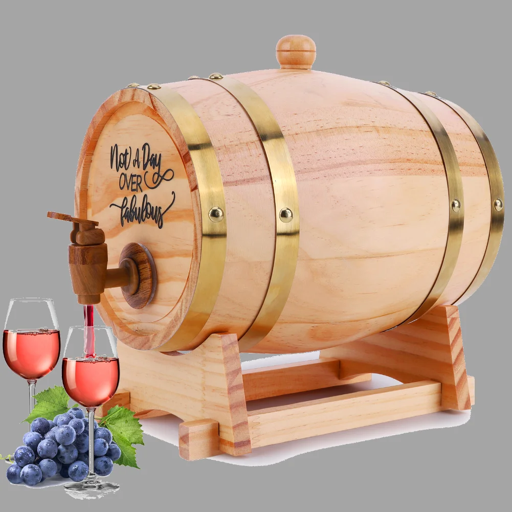 

Classic Retro Whiskey Barrel 3L Wooden Beverage Dispenser With Stand Spigot For Home Bar Restaurant Cocktail Beer Storage Bucket