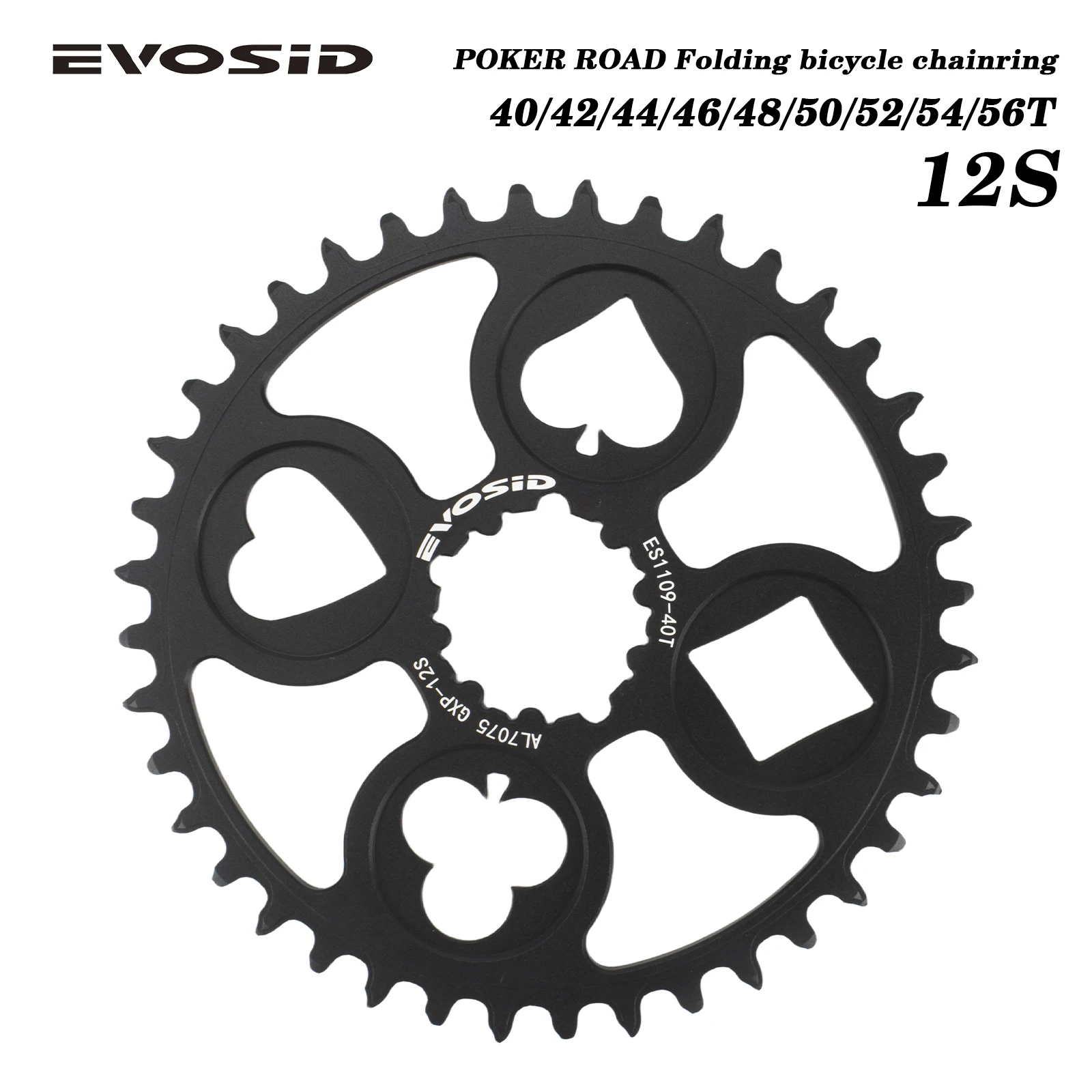 EVOSID Poker Disc Road Bike Chainring 40T 42T 44T Tooth Disc 12 Speed Sprocket 52T/54T/56T 1mm Offset Direct Mount for Sram