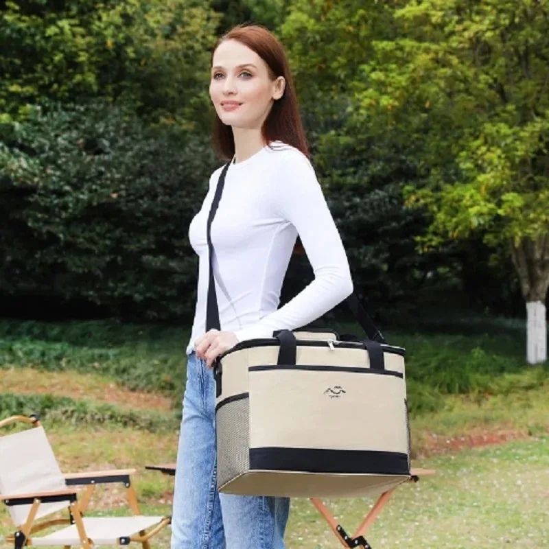 2026 عبوات ثلج مربعة ذات سعة كبيرة حقيبة صندوق غداء معزولة بسيطة حقيبة نزهة لحفظ الطعام الطازج للاستخدام في الهواء الطلق #2