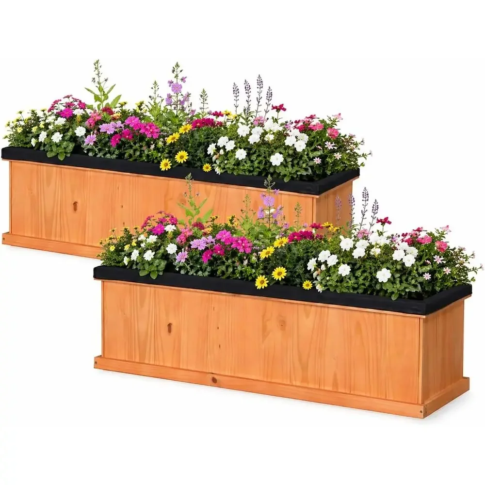 Elevated Wooden Planter Box, 44x10x12, 3 Drain Holes, Removable Bottom, Ideal for Vegetables, Herbs, and Fruits