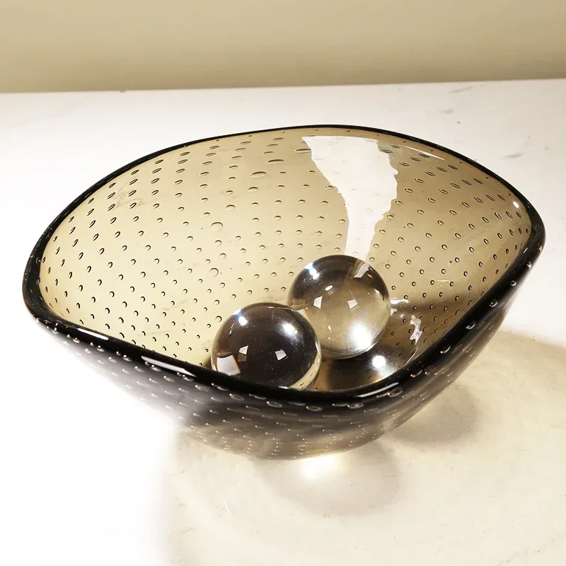 

#for Minimalist Light Luxury Colored Glass Coffee Fruit Plate Candy Plate Art Living Room Tea Table Table Storage Plate Sal