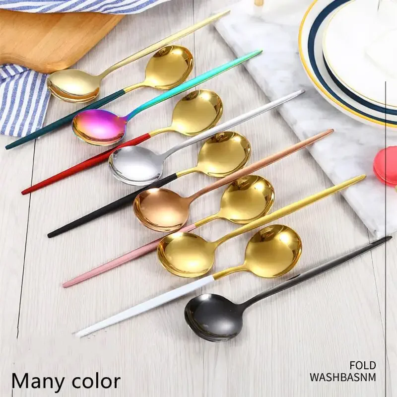 24 Pieces Cutlery Tableware Set Black Golden Spoon Fork Dinnerware Kitchen Gadget Sets Stainless Steel Portable Utensils