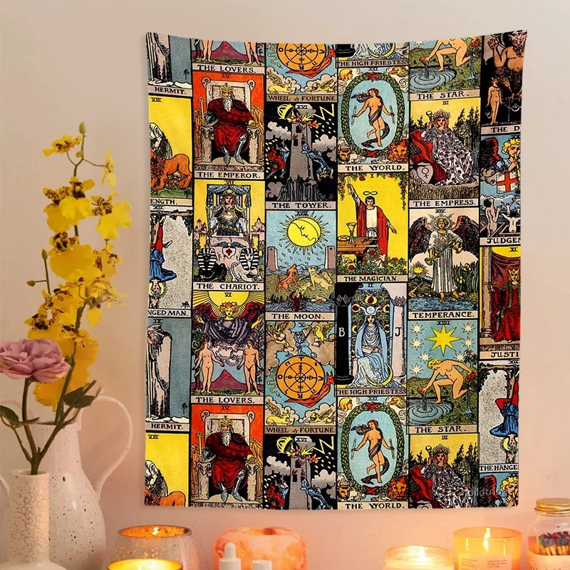 Tarot Tapestry Sun Tapestry Wall Hanging Mystical Medieval European Divination Tapestry boho wall tapestry bedroom decor