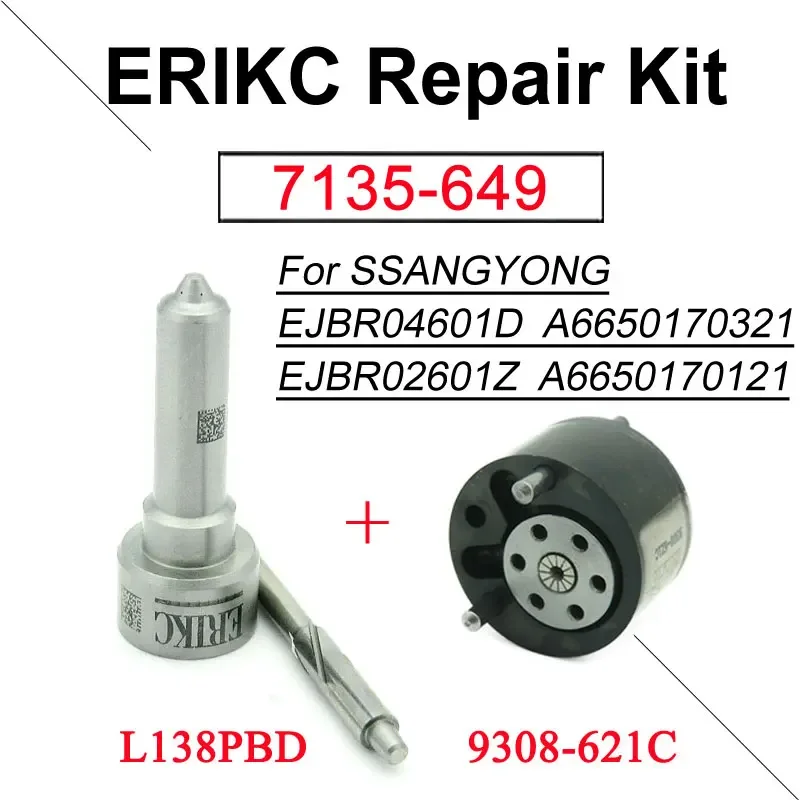 EJBR04601D FUEL INJECTOR VALVE 9308-621C NOZZLE L138PBD REPAIR KITS 7135-649 FOR Euro 3 SSANGYONG DELPHI EJBR02601Z REXTON 2.7L