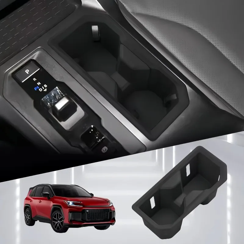 

for Toyota RAV4 Wildlander 2026 Central Console Water Cup Holder Storage Box Drinks Shock-Absorbing Car Accessories Black