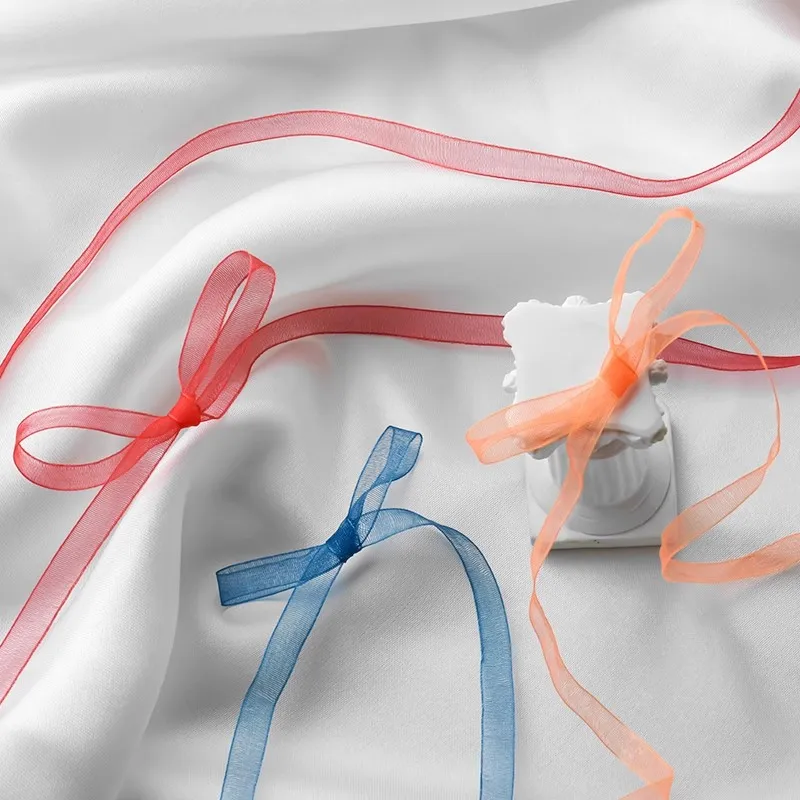 10meters 6mm/10mm Chiffon Transparent Organza Ribbon Gift Packaging DIY Handmade Bow Accessories Sewing Wedding Party Christmas