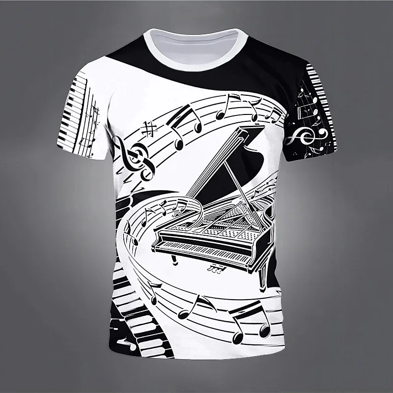 Summer Musical Note T-Shirts Piano 3D Print Streetwear Men Women Fashion Oversized Short Sleeve T Shirt Kids Tees Tops Clothing