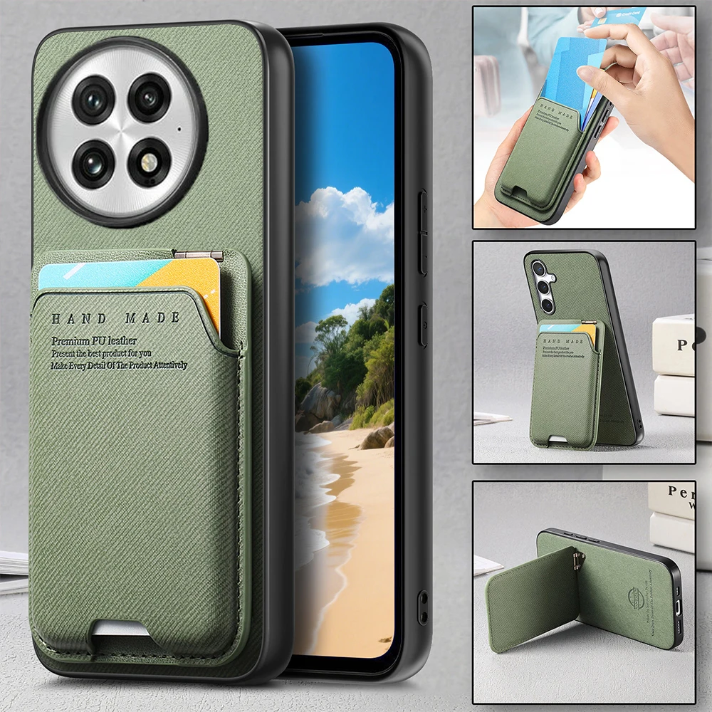 

Роскошный чехол для Oneplus 13R 5G для OnePlus 13, кожаный держатель для карт, кошелек Funda One Plus ACE 5 Pro 13R 13 R, задняя крышка-подставка