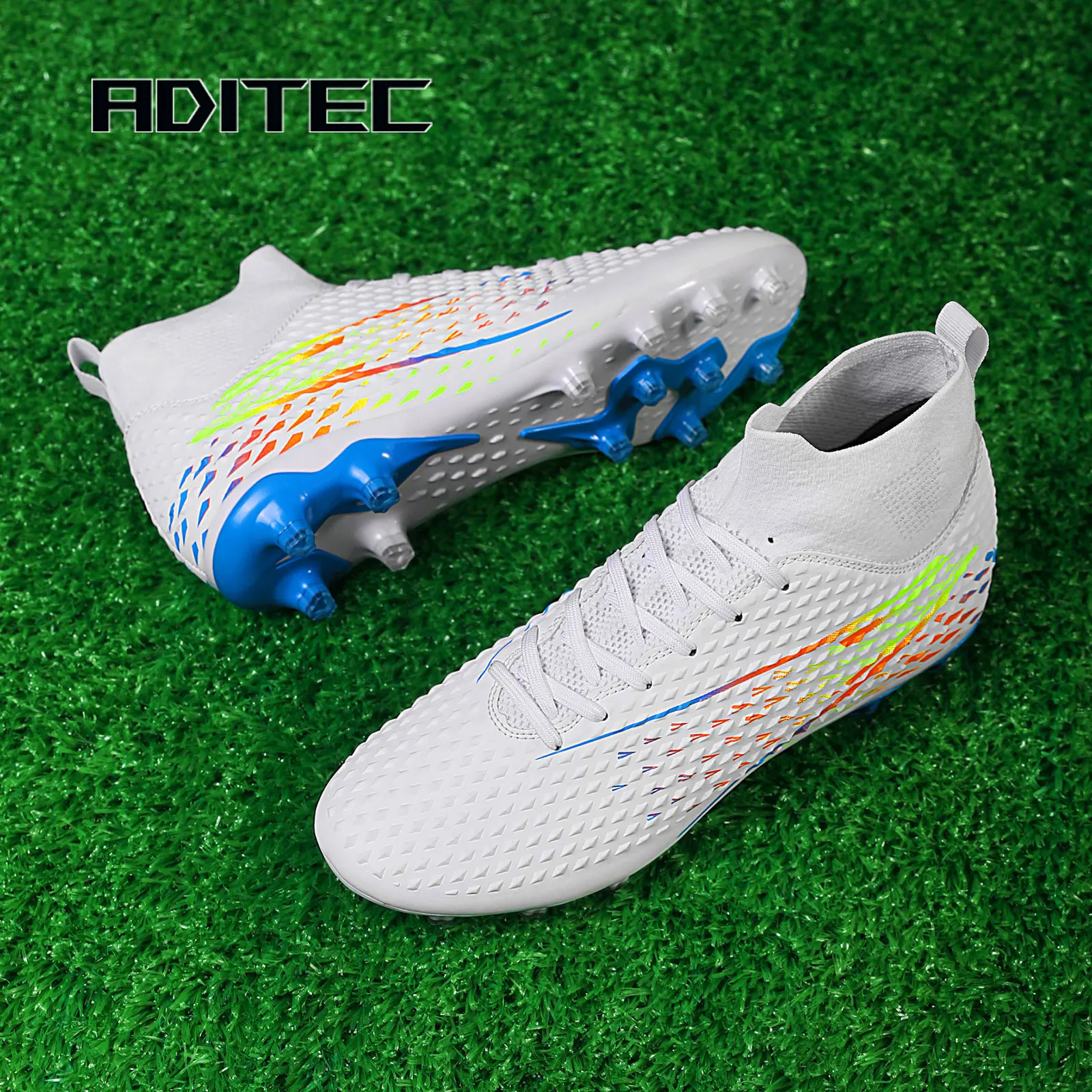 

chuteiras society professional Unisex Soccer Shoes Long Spikes HG/TF Ankle Football Boots Outdoor Grass Cleats Football futsal