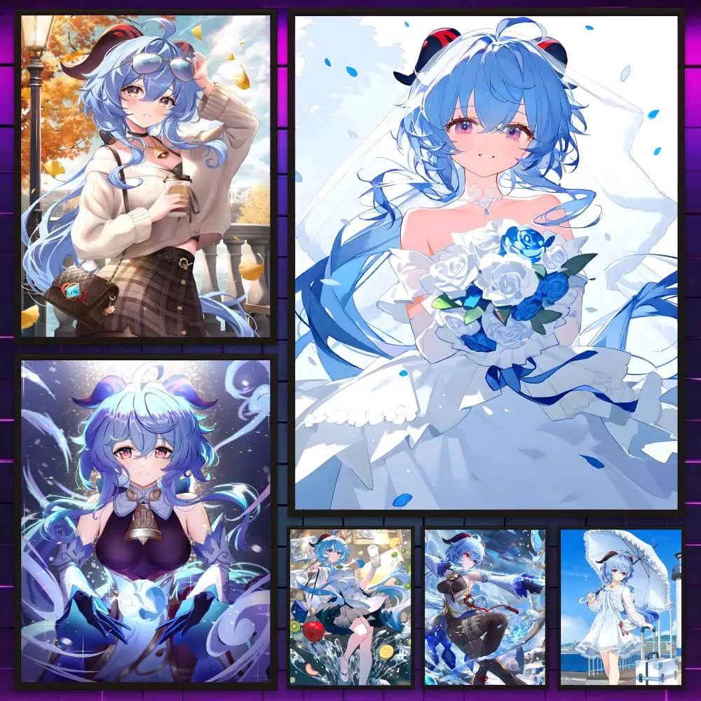 Genshin Impact Ganyu Game Poster Versatile HD Waterproof Wall Art Self-Adhesive Decor For Any Space Ideal Gift