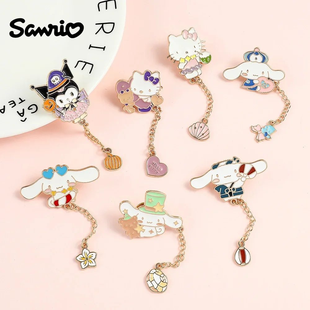 

Sanrio Hello Kitty Brooches Cartoon Kuromi Mymelody Cinnamoroll Action Anime Figures Backpack Clothing Ornaments Children Gifts