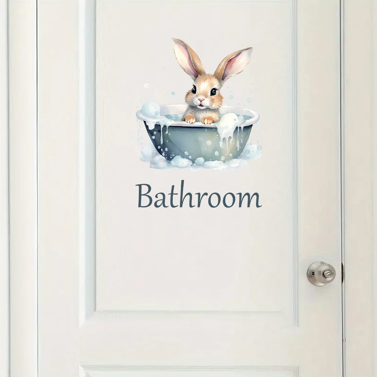 Cartoon Cute Animals Rabbit Wall Stickers for Bathroom Door Decoration Wallpaper Living Room Kids Room Wall Decals DIY