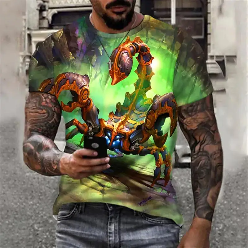 

Scorpion Totem 3D Printed Summer Tough Guy Men's T-shirt Fashion Personality Short Sleeve Oversized Hip Hop Casual O-neck Shirt