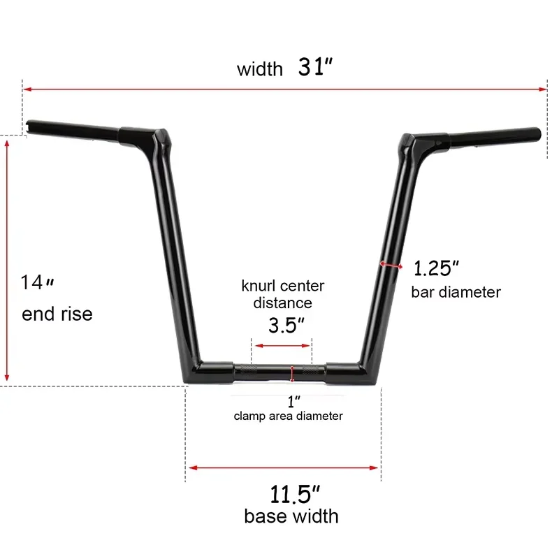 

Motorcycle 14‘’ Ape Hanger Bar Handlebar Handle Control Monkey Bar for Harley Dyna Softail FLST FXST Sportster XL 883 1200