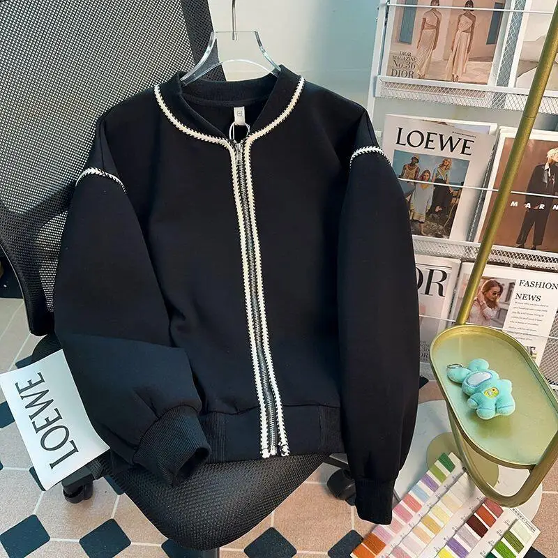 

Горячая новинка 2026: Женская ретро-бейсбольная куртка в стиле «Маленький аромат», свободного кроя, модная, универсальная, в корейском стиле, топы