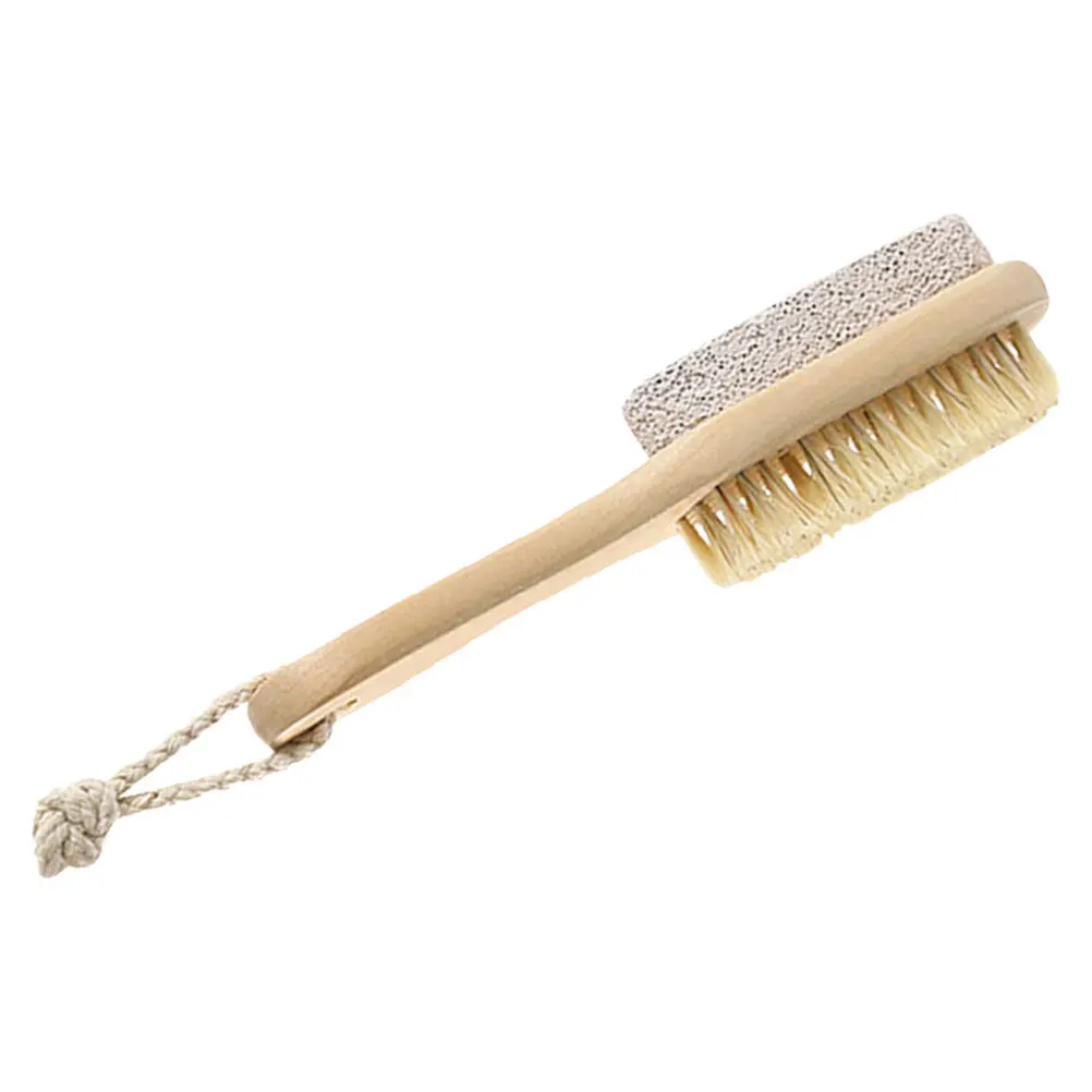 

Natural Bristle Brush Pumice Stone Combo Callus Remover Wood Handle Exfoliator Pedicures Feet Scrubber Remove Dead Skin Foot