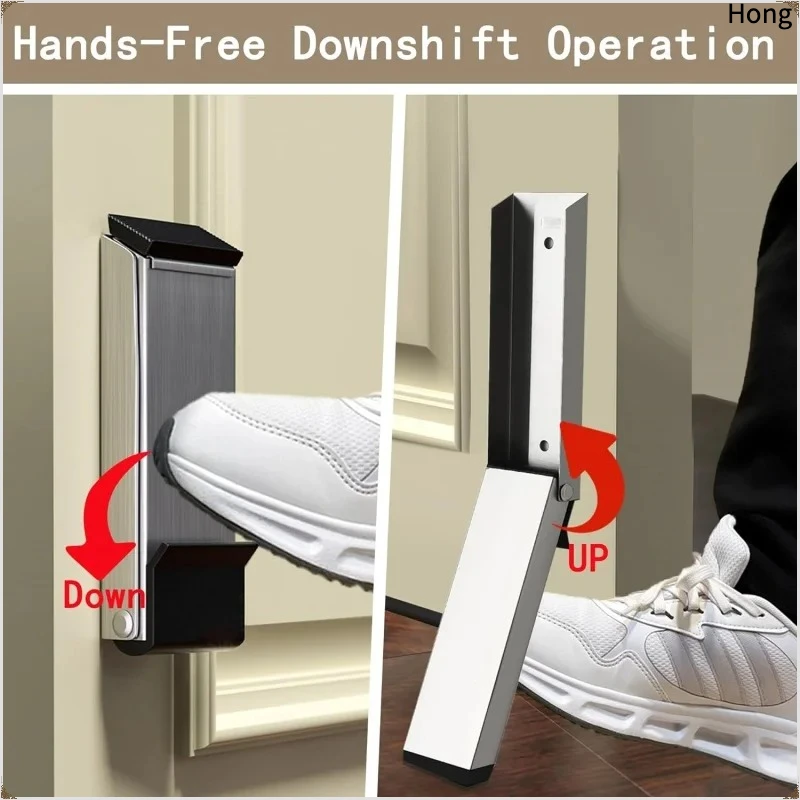 Stainless Steel Folding Door Stop Rubber Anti-wear Door Stop Foot Movable Door Top Kick Down Door Stopper Windproof Gate Blocker